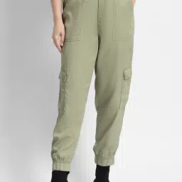 MADAME Olive Lyocell Regular Fit Mid Rise Cargo Joggers-image-97