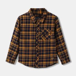 Blue Giraffe Boys Yellow & Blue Cotton Checks Full Sleeves 1 Shirt-picture-20