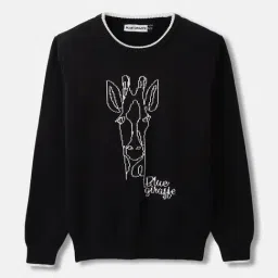 Blue Giraffe Boys Black Cotton Self Full Sleeves Sweater-image-75