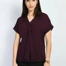 Exude Maroon Plain Top-image-10