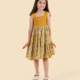 Fabindia Mustard Cotton Printed Dress-picture-39