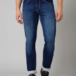 Cantabil Blue Regular Fit Lightly Washed Jeans-image-72