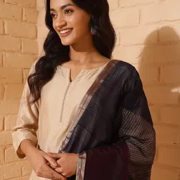 Fabindia Geometric Woven Design Cotton Silk Dupatta-picture-15