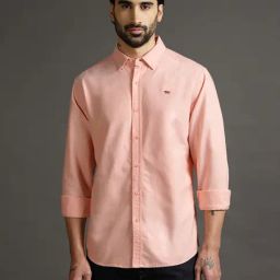 Royal Enfield INDIE RIDE OXFORD Peach Regular Fit Shirt-image-32