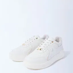 LUNA BLU by Westside White Perforated Lace-Up Sneakers-picture-33