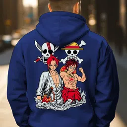 Triptee Men Shanks & Monkey D. Luffy Anime Printed Hooded Neck Sweatshirt-picture-15
