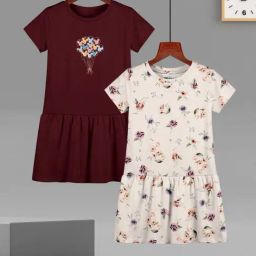HELLCAT Girls Burgundy & Beige Floral Dresses-image-83