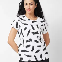 Spykar White & Black Printed T-Shirt-picture-10