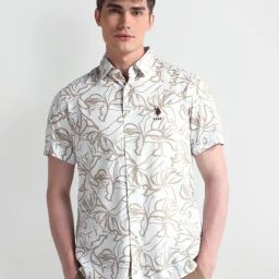 U.S. Polo Assn. Brown Slim Fit Printed Shirt-image-49