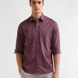 Arrow Sport Pink Cotton Slim Fit Printed Shirt-picture-23