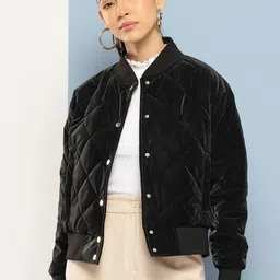 Chemistry Mock Collar Quilted Jacket-image-70