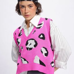 glitchez Pattern Paradise Animal Self Design Sweater Vest-picture-13