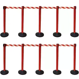 Ladwa Q Manager Barriers for Ensuring Social Distancing Stainless Steel Red, LSI - QM RED - P2 (Set of 2) image 1