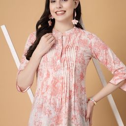 God Bless Floral Print Mandarin Collar Fringed Cotton Shirt Style Top-image-80