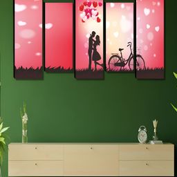 Myntra Elegant Homes Pink & White 5 Pieces Couples Canvas Wall Art-image-20