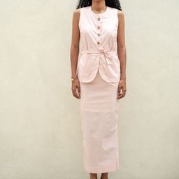 Sunscape Pure Cotton Round Neck Waistcoat & Skirt Co-ords-image-114
