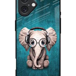 QRIOH iPhone 16 Plus Adorable Baby Elephant Glass Back Case-34