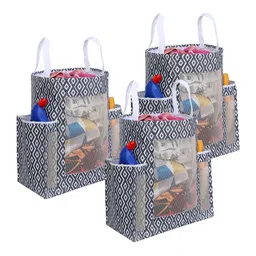 prettykrafts Black & White 3 Pieces Printed Foldable Laundry Bag 45 L-2