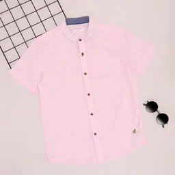 Pantaloons Junior Boys Band Collar Solid Cotton Casual Shirt-image-32