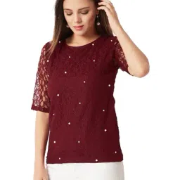 Miss Chase Maroon Lace Top-picture-11