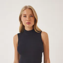 Happiness istanbul High Neck Cotton Lycra Fitted Top-50
