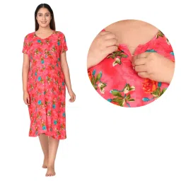 Morph Maternity Feeding Night Gown With Vertical Nursing - Red-picture-29