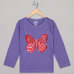 The Sandbox Clothing Co Full Sleeves Butterfly Detailed Reversible Sequin Embellished Top - Purple-picture-24