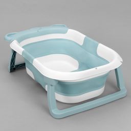 Double Folding Baby Bath Tub with Drain Plug - Green-80