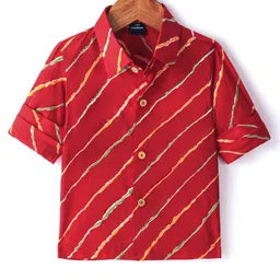 JAV Creations Full Sleeves Leheriya Printed Shirt - Maroon-picture-1