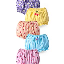 Honeyhap Premium 100% Cotton Knit Bio Finish Bloomers with Floral Print Pack of 5 - Multicolor-image-8