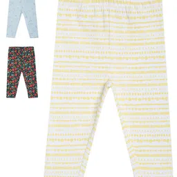 MINI KLUB Cotton Pack Of 3 Floral & Animals Printed Leggings - Multi Colour-picture-43