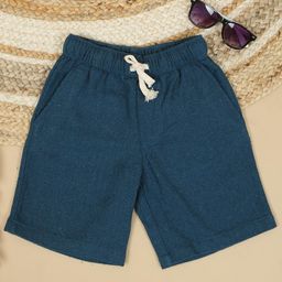 The Lion and the Fish Cotton Solid Shorts - Cerulean Blue-image-41