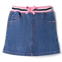 Babyhug Denim Mid Thigh Washed Skirts -Blue-picture-43