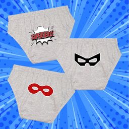 NUSYL Cotton Pack Of 3 Superhero Text & Mask Printed Briefs - Grey-image-61