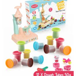 Aditi Toys Clay & Dough Play Set Ice Cream Maker Ivory with 12 Color Creation Kit Dough Tubes (50g Each) Non-Toxic, Safe for Kids 3+ Years-image-96