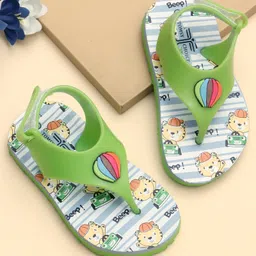 TOMSY CHOICE Teddy Bear Designed & Hot Air Balloon Applique Detailed With Velcro Closure Flip Flops - Green-picture-47