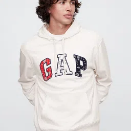 GAP Men Brand Logo Applique Hooded Ribbed Pullover Sweatshirt-picture-54