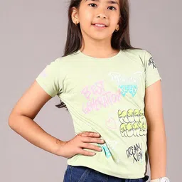 V-Mart Girls Abstract Printed Round neck Cotton T-shirt-picture-22