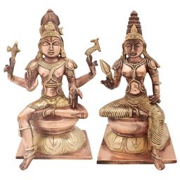 Exotic India Copper-Toned 2 Pieces Lord Shiva With Goddess Parvati Religious Showpieces-image-32