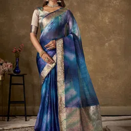 KAYOMMI Tie and Dye Zari Organza Banarasi Saree-image-42