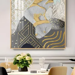 THE NEXT DECOR White Chromatic Elevation Glass Finish Square Wall Art-image-3