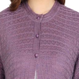 CLAPTON Self Design Woollen Open Front Longline Shrug image 5