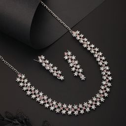Jazz and Sizzle Rhodium-Plated Crystal & Cubic Zirconia Studded Jewellery Set-image-25
