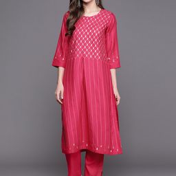 Biba Women Magenta Printed Kurta with Trousers-32