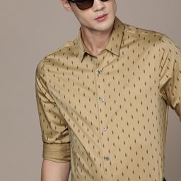 Calvin Klein Jeans Men Beige & Rust Orange Slim Fit Printed Semi-Formal Shirt-picture-13