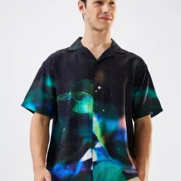 Spykar Black Nylon Relaxed Print Shirt-image-60