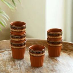 ExclusiveLane Earthen Brown Ceramic Terra Tones Handcrafted Kullads (0.12 L) - Set of 6-picture-20
