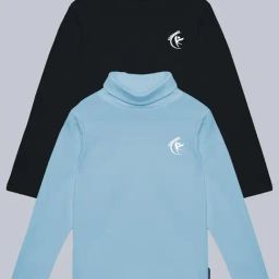 Kiddopanti Unisex Black & Light Blue Solid Full Sleeves T-Shirt (Pack Of 2)-image-17