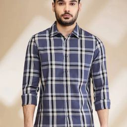 Being Human Grey Slim Fit Checks Shirt-image-82