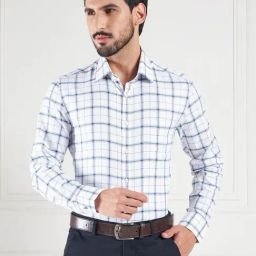 Louis Stitch White Cotton Regular Fit Checks Shirt-picture-14